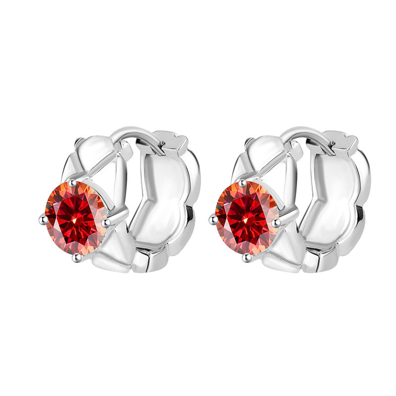  Elegante Silberohrringe mit rundem Moissanit 
