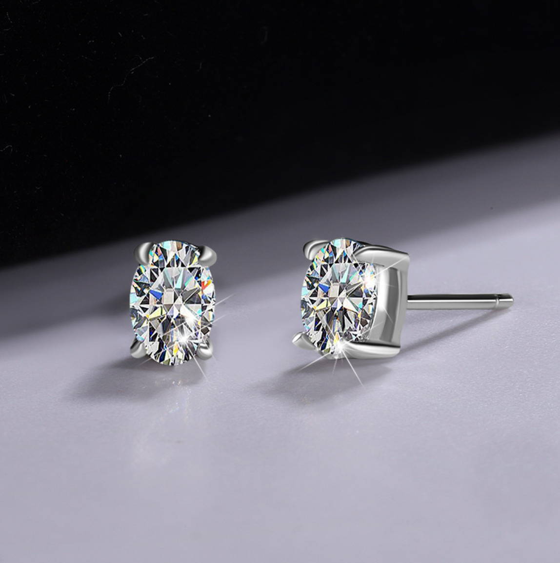 Complete moissanite jewelry gift set – Radiant Oval Moissanite Silver Earrings for Woman