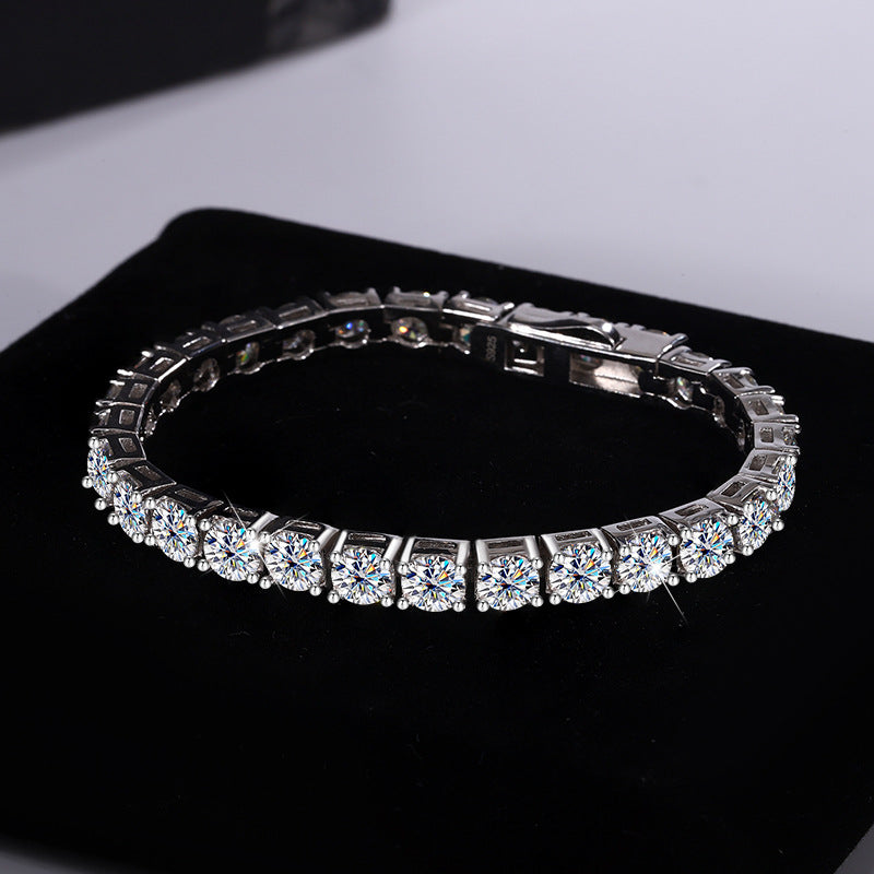 Delicate moissanite bracelet in 925 silver – Icy Grace Sterling Silver Moissanite Tennis Bracelet for Woman