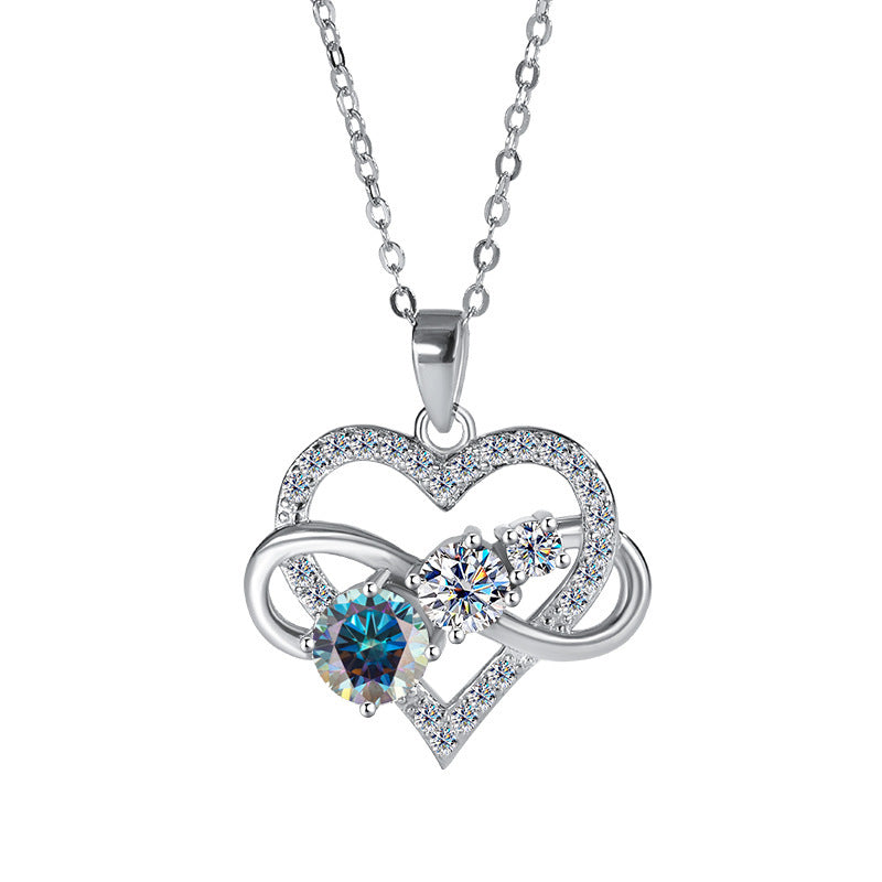 Radiant Heart Sterling Silver Moissanite Necklace