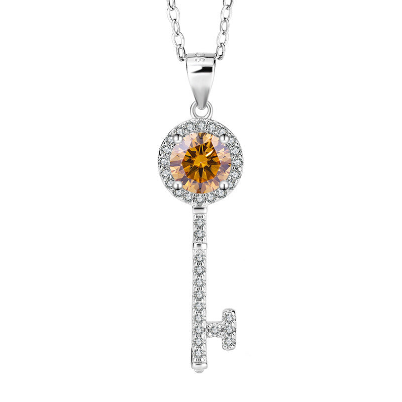 Eternal Key Sterling Silver Moissanite Necklace