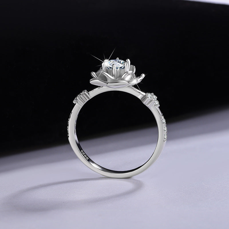 Eternal Bloom Sterling Silver Moissanite Rose Ring