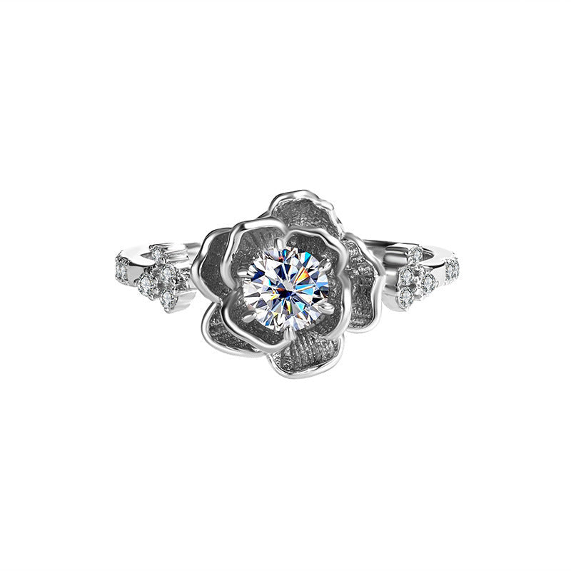 Eternal Bloom Sterling Silver Moissanite Rose Ring