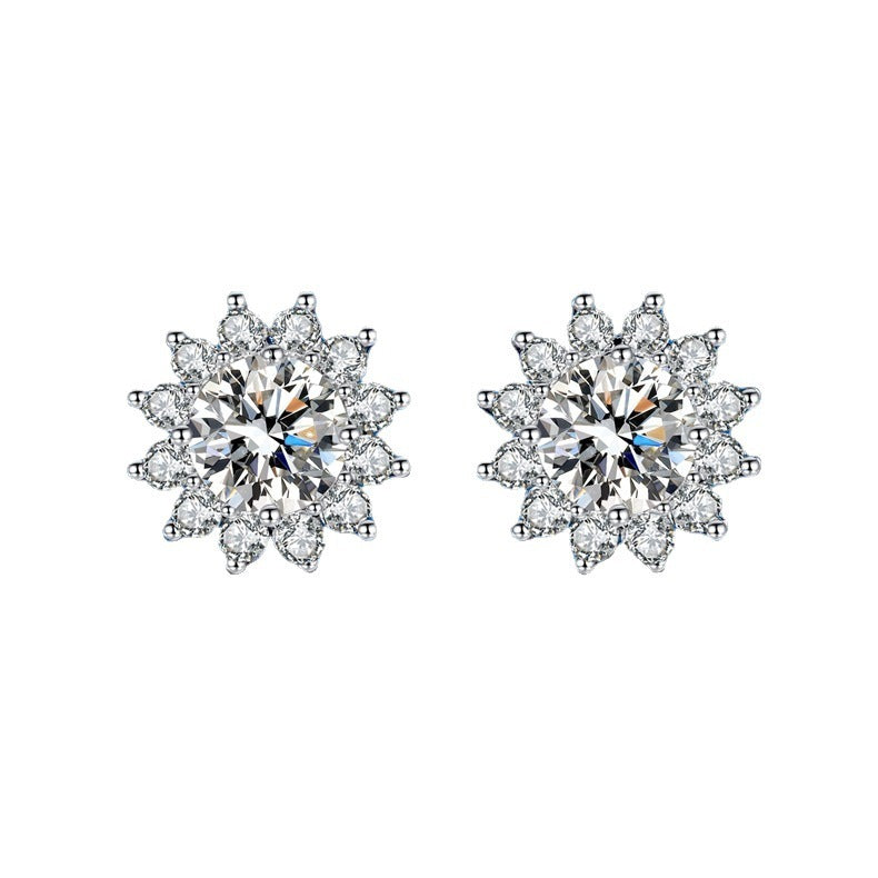 Star Symphony Moissanite Silver Stud Earrings