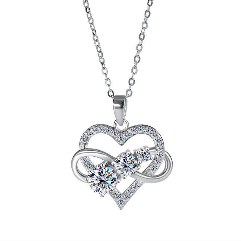 Radiant Heart Sterling Silver Moissanite Necklace