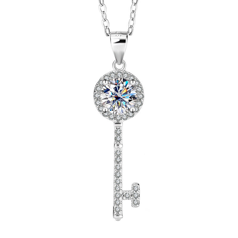 Eternal Key Sterling Silver Moissanite Necklace