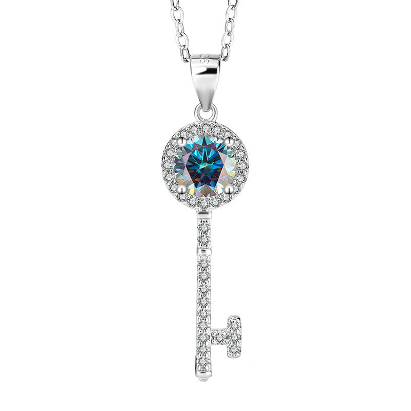 Eternal Key Sterling Silver Moissanite Necklace