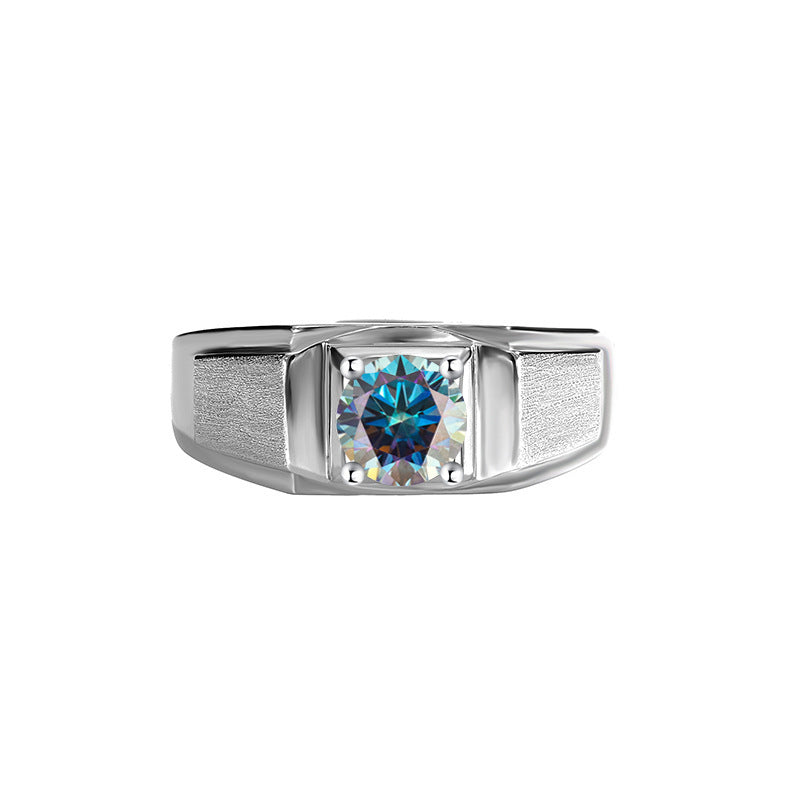 Domineering Personalized Moissanite Men's Sterling Silver Ring