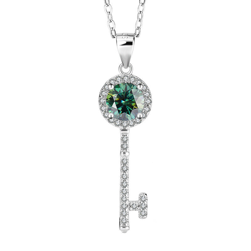 Eternal Key Sterling Silver Moissanite Necklace